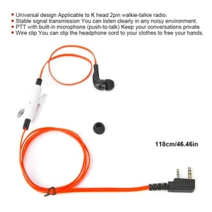 Two-Way Radio PTT Earphone Microphone 2 Pin Compatible for Radios - Photo 1/12