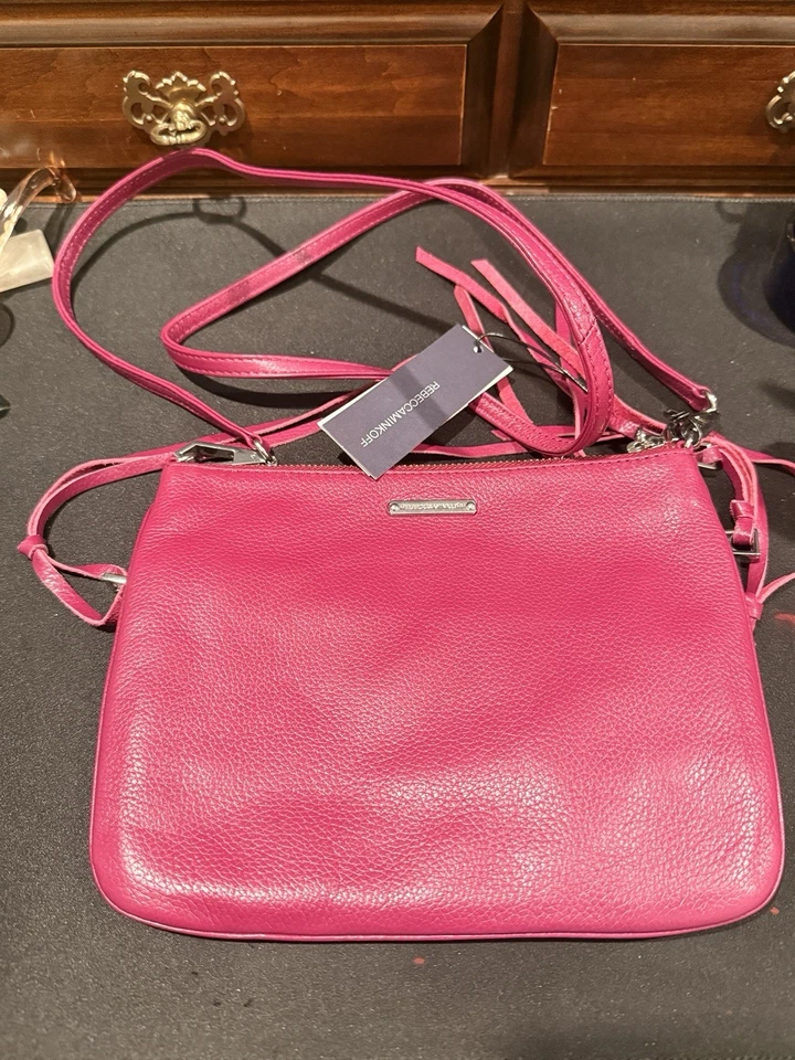 Bolso Bandolera para Mujer Rebecca Minkoff Tres Cremalleras Rocker SOFT BERRY NUEVO CON ETIQUETAS Foto 1 de 4