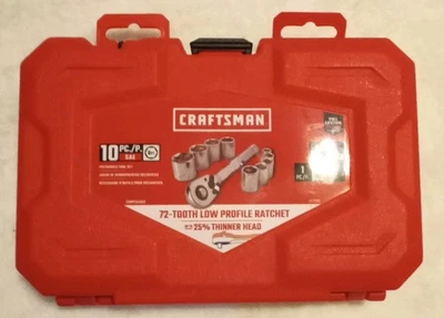 CRAFTSMAN 10 Pc. 3/8" SAE 6 Point Mechanics Socket & Ratchet  Set with Hard Case - Image 1 of 4
