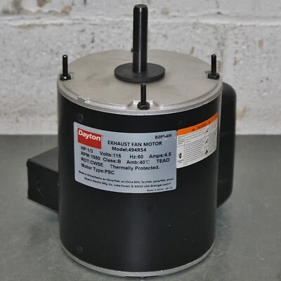 Hessaire / Dayton Electric Fan Motor B250-4 / 494R54, 115V, 1/3 HP, 1550 RPM - Image 1 of 4