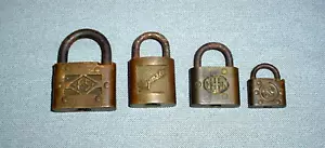4 Vintage Brass Padlocks Slaymaker FS Corbin S - No Keys - Picture 1 of 5