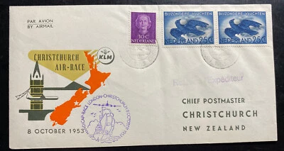 1953 Netherlands Airmail Cover To Christchurch New Zeland Air Race KLM - Image 1 of 2