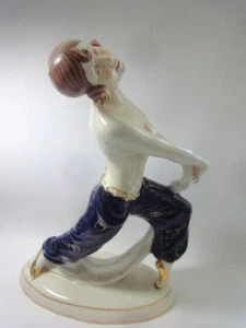 LARGE Antique Royal Dux Art Deco Figure Semi-Nude Female Dancer, SCHAFF, 16.5 in - Picture 1 of 24