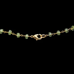Peridot Gem Round Bead Chain In .925 Sterling Silver For Girls & Women CS-1037 - Picture 1 of 6