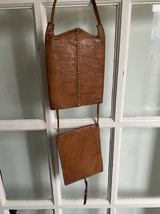 Handmade Hand Stamped Leather Purse Pull Out Bohemian Bag Tassel 8” X 5.5” - Picture 1 of 7