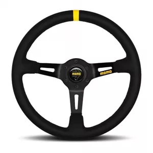 MOMO Mod. 08 350MM Black Suede / Brushed Black Anodized Steering Wheel New - Foto 1 di 1