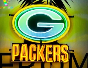 Green Bay Packers Man Cave 17"x17" Neon Sign Light Lamp With HD Vivid Printing - Picture 1 of 5