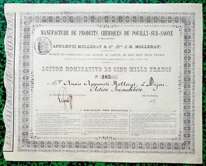 Dépt 21 - Pouilly sur Saône - Très Rare Manufacture de Produits Chimiques - 1878 - Imagen 1 de 1
