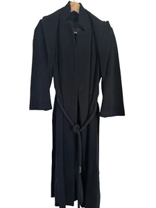 PLEIN SUD Coat 6 US /10 AU Black Wool Cord Belt High Side Split Ankle Length NEW - Picture 1 of 9