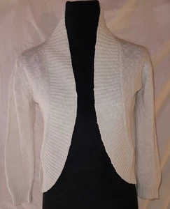Blush & Bloom Cardigan Sweater White Ribbed Open Front Dressy Work Casual Wom Lg - Picture 1 of 8