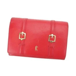 Roberta Di Camerino L-shape zipper bi-fold wallet ladies R mark red gold leather - Picture 1 of 4
