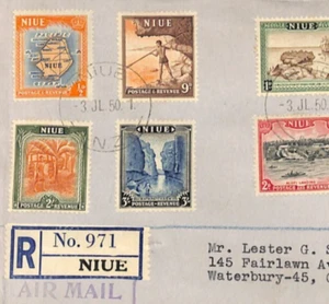 NIUE Cook Islands 1950 FDC KGVI Set First Day Cover Registered {samwells}XJ236 - Picture 1 of 8