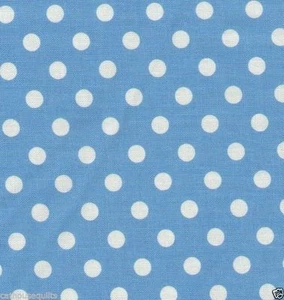 Polka Dots Blue Quilt Fabric - Free Shipping - 1 Yard - Picture 1 of 2