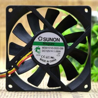 SUNON ME80151V3-D020-G99 8015 DC 12V 1.08W 8cm 80*80*15mm 3lines CPU Cooling Fan - Image 1 of 2