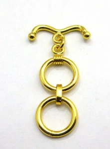 2 SET 15X25MM COPPER BALI TOGGLE CLASP 18K GOLD PLATED 577 ATL-142 - Picture 1 of 3