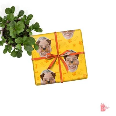 Personalized Gift Wrapping Paper Roll w/ Photo Face Dog Cut Filter Gift Wrap - Image 1 of 4