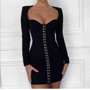 House Of Cb Lala Black Mini Party Dress Size M UK 12 - Picture 1 of 10
