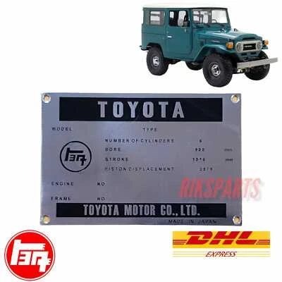 TOYOTA LAND CRUISER FJ40 FJ43 FJ45 FJ55 F MOTOR VIN PLACA FABRICADA REPRO Foto 1 de 3