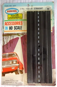 1963 Aurora Model Motoring Scala HO 9" Dritto 2 pz Pista #1517 Vintage - Foto 1 di 2
