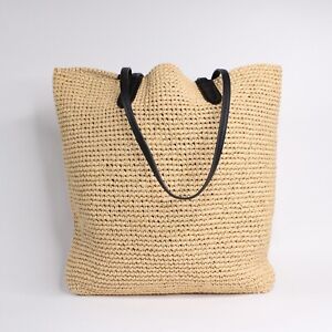 Michael Kors Eliza Large Natural Woven Straw Tote Bag with Pouch - RT $298