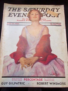 7/22/1933 SATURDAY EVENING POST MAGAZINE STANLAWS COVER HELEN WILLS MOODY GOLF - Picture 1 of 7