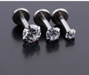 LOT50PCS CZ Labret Lip Chin Ring Monroe Bar Tragus Lip Bars/Ear Helix 16g~1.2mm - Picture 1 of 6