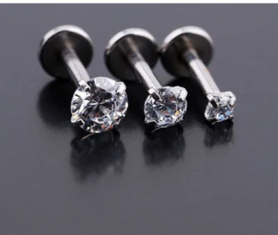 LOT50PCS CZ Labret Lip Chin Ring Monroe Bar Tragus Lip Bars/Ear Helix 16g~1.2mm - Image 1 of 3
