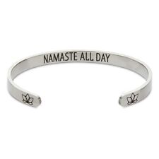 Inspirational Engraved Silver Bracelet Wrist Cuff for Women Motivation Gifts