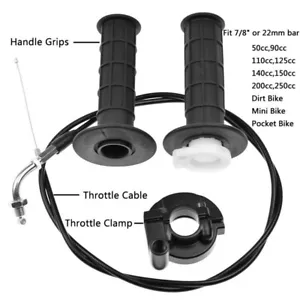 Universal Motorcycle 7/8" 22MM HandleBar Hand Grips Throttle Clamp Cable - Picture 1 of 7