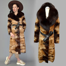 Vintage Shaggy Ombre Goat Fox Fur Collar Princess Pea Coat Jacket Wrap Parka 70s