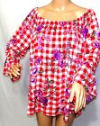New York Laundry Damen Übergröße 1x 2x 3x rot lila Blumenmuster Oberteil Bluse Shirt