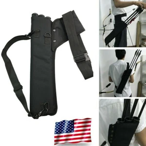 Archery Back Arrow Quiver Holder 3 Tube Waist Shoulder Strap Bag Pouch Hunting - Picture 1 of 12