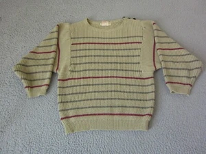 Vintage Lauren Hansen Sweater Womens Medium Brown Wool Chunky Knit Striped 80s - Picture 1 of 11