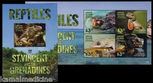 Union Island Gr St Vincent 2015 MNH SS+MS, Reptiles, Lizards Green Iguana - Picture 1 of 1