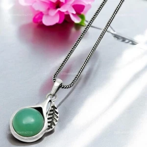 Natural Crisoprasa Plata Maciza de Ley Bisel Hija de Moda Colgante Joyería - Imagen 1 de 8