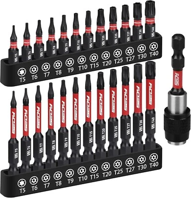 25-piece Torx Bit Set, 1''&2.5'' Security Tamper Proof Torx Impact Screwdriver B - Image 1 of 4