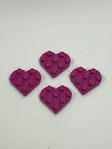 Lego Rosa Oscuro 3x3 Redondo Corazón Placa Lote de 4 - Imagen 1 de 1