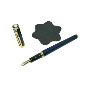 Pluma Montblanc Plaque Oro Noblesse Resina Azul Plumin Fino - Imagen 1 de 2