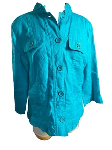 Chico's Jacket Ravishing Rumble Kelita Womens sz 2 (12-14) Linen NWT - Picture 1 of 14
