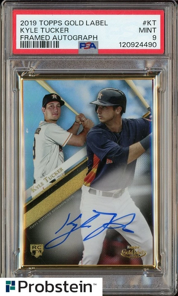 Auction #1 2019 Topps Gold Label Framed Autograph Kyle Tucker RC AUTO PSA 9 - Image 1 of 2