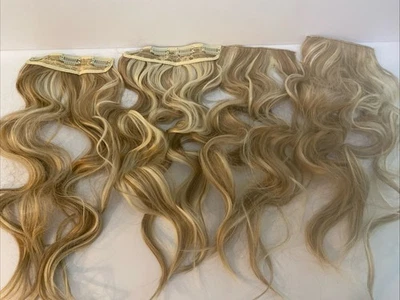 US 4 Piece- 3 Clip In-Hair Extensions- Natural Looking Real Thick Wavy 20” Long - Image 1 of 4