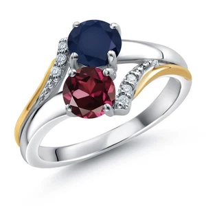 1.23 Ct Rhodolite Garnet Sapphire 925 Silver and 10K Yellow Gold Lab Grown - Picture 1 of 4