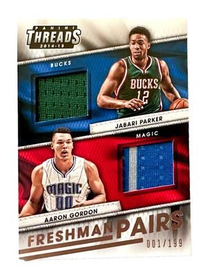 Aaron Gordon, Jabari Parker 2014 Threads rare jersey patch card #d 1/199 Nuggets - Image 1 of 3
