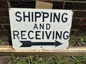 Vintage Metal Shipping & Receiving Painted Sign 20” x 14” Great Patina - Picture 1 of 7