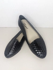 Trotters Liz Woven Black Leather Slip-On Loafers Women's 7.5 W NWOB - Picture 1 of 9