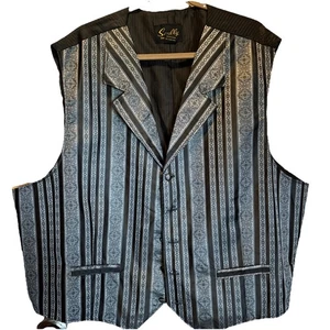 Scully Western Vest Mens Formal Lined Black & Silver Stripe design Polyester 3XL - Picture 1 of 7