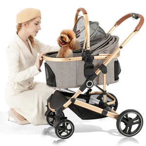 Hundewagen mit Federung Hundebuggy für kleine Hunde Katzenwagen  Hundetrolley - Bild 1 von 21