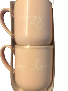 Rosa Kaffeetassen Crazy In Love Porzellan Opal House Kakao Tee Tasse 2er Set Neu - Bild 1 von 5