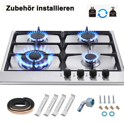 SNDOAS 60cm Einbau Kochfeld Erdgas Gaskocher 4 flammig Propan Edelstahl NG/LPG