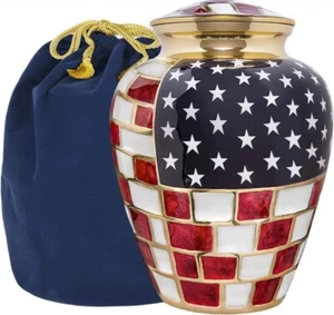 Patriotic Flag Classic Large Urn Up to 200 lb Person, Blue,white,red  - Picture 1 of 1